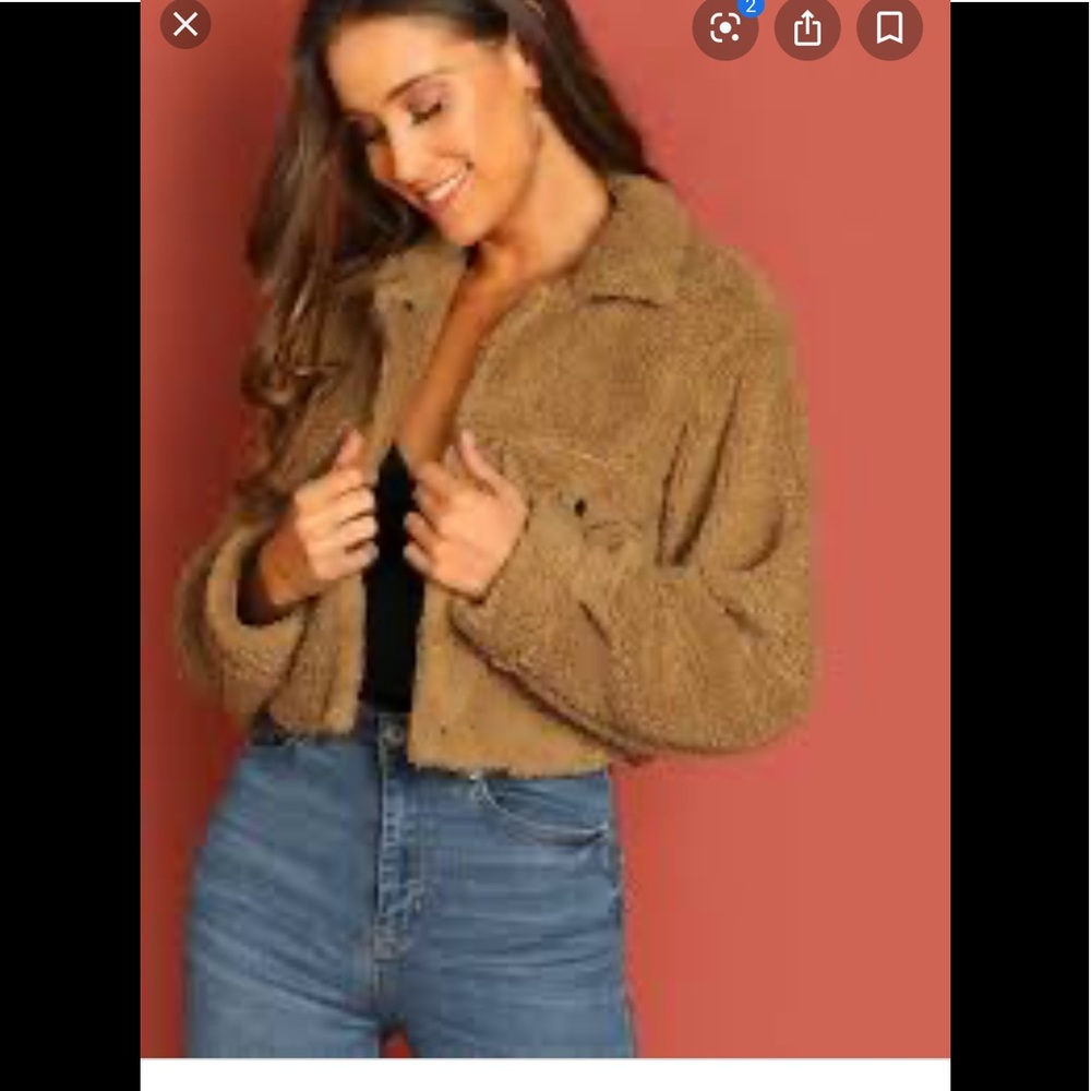 Cropped teddy jacket